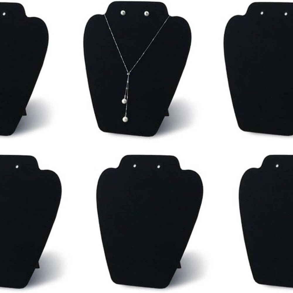 6 Pieces Black Velvet Necklace Display, Jewelry Display for Selling and Shows, N